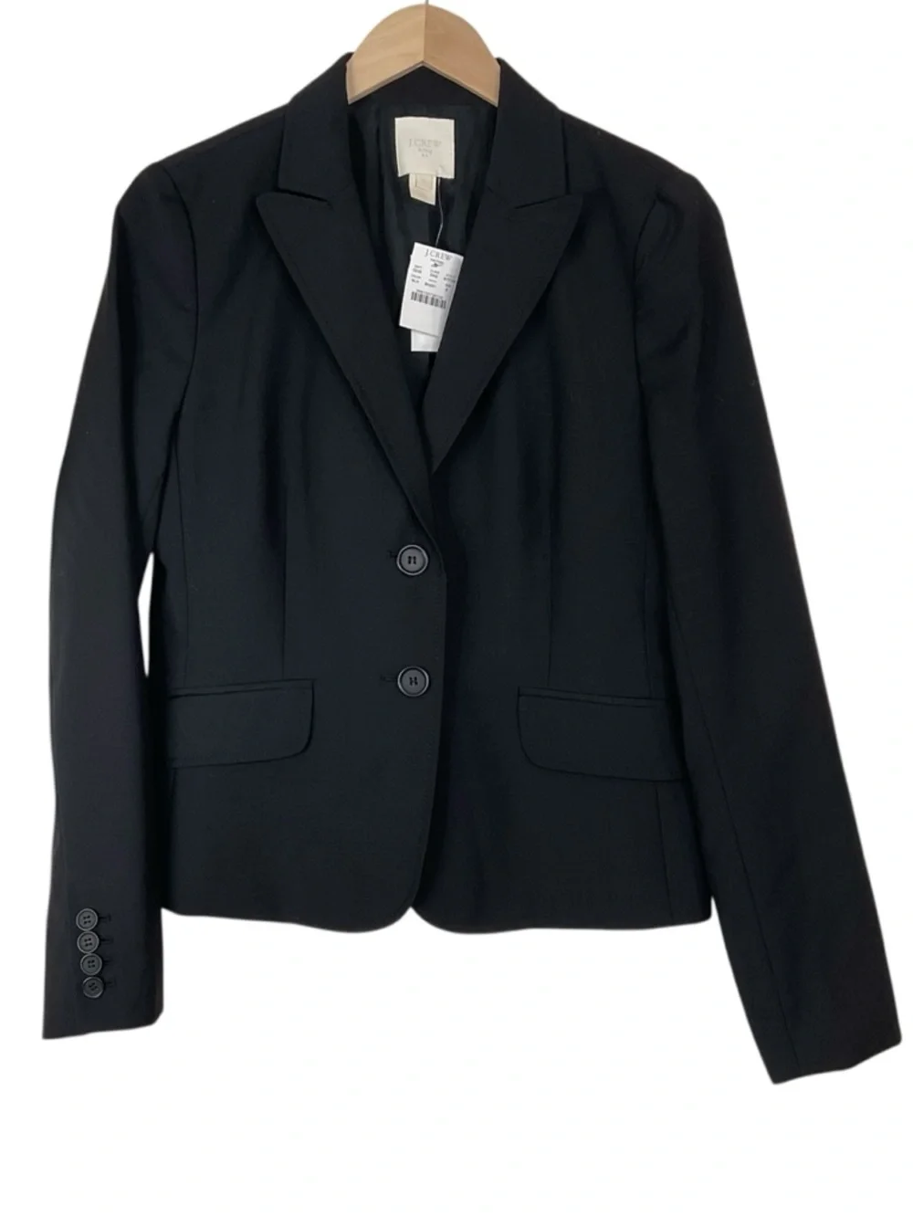 J. Crew Factory Black Wool Blazer Notch Collar Size 8 FLAW